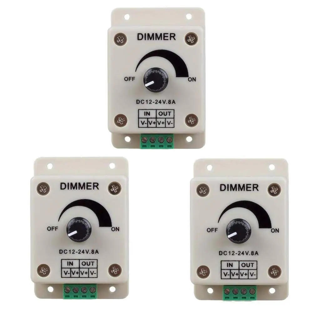 8A Single Color Knob Dimmer 12V 24V LED Rotary Wall LED Dimmer Switch Popular in Led Controller Dimmers