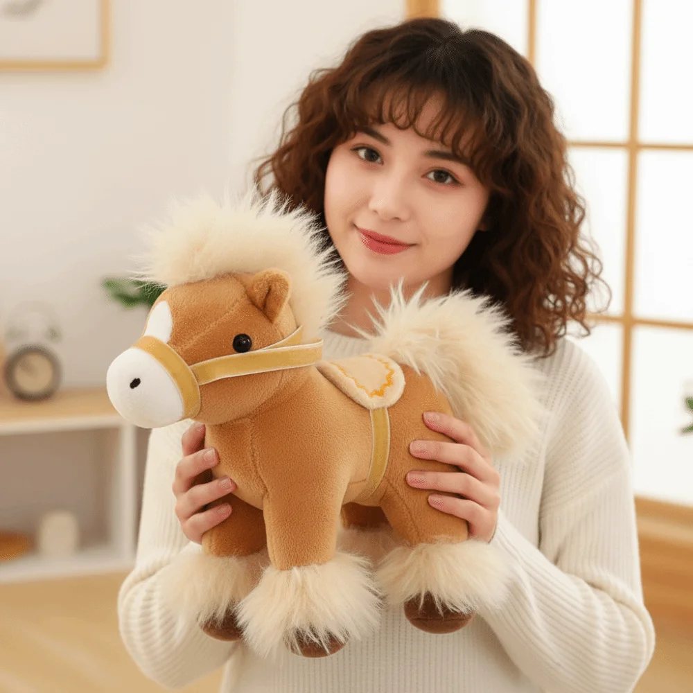 Stuffed Horse Mascot 2026 Horse Simulation Cute Horse Creative Kawaii Zodiac Pony Figurine Year of Horse
