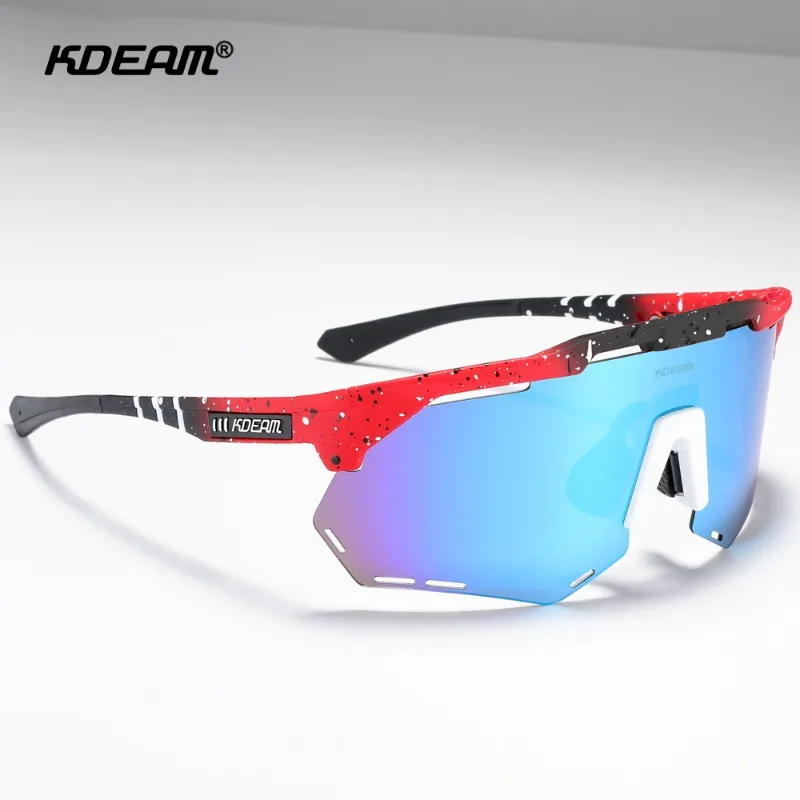 

KDEAM High-End Men's Cycling Sunglasses Outdoor Polarized Sports Sun Glasses TR90 Silicone Anti UV Windproof Integrated Sunglass
