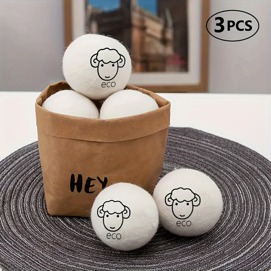 3/6pcs, Cute Wool Laundry Dryer Ball, Reusable Laundry Ball, Laundry Washing Ball For Washing Machine, Fabric Softener Ball,