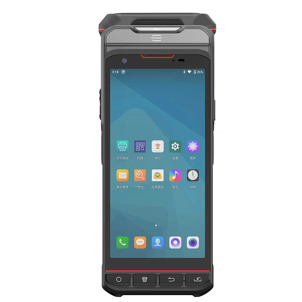 Pembaca RFID UHF PDA Android 5,5 inci, Pemindai Barcode 1D/2D, CPU Octa Core MT6762, 4G LTE, 4GB+64GB, Terminal Data Genggam Mobile