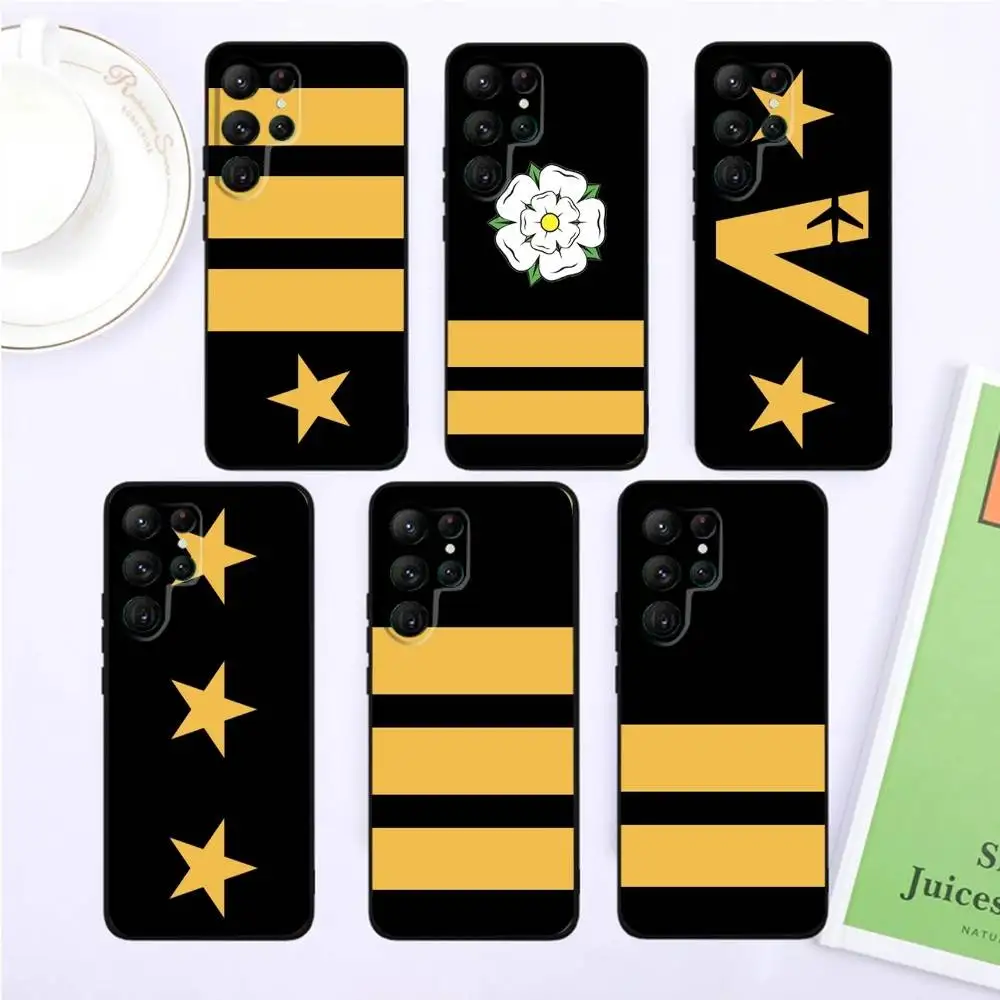 

Airplane Pilot Epaulette Phone Case For Samsung S25,S24,S23,22,21,Ultra,Pro,S10,S30Plus,20lite Black Cover