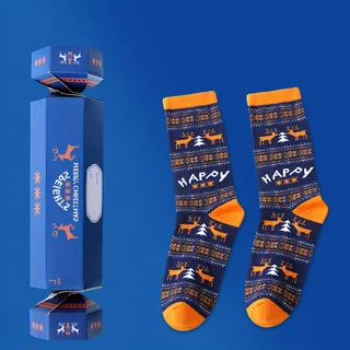 1 pair of fashionable, unique, and fun blue candy case gift socks for men and women, suitable for all seasons