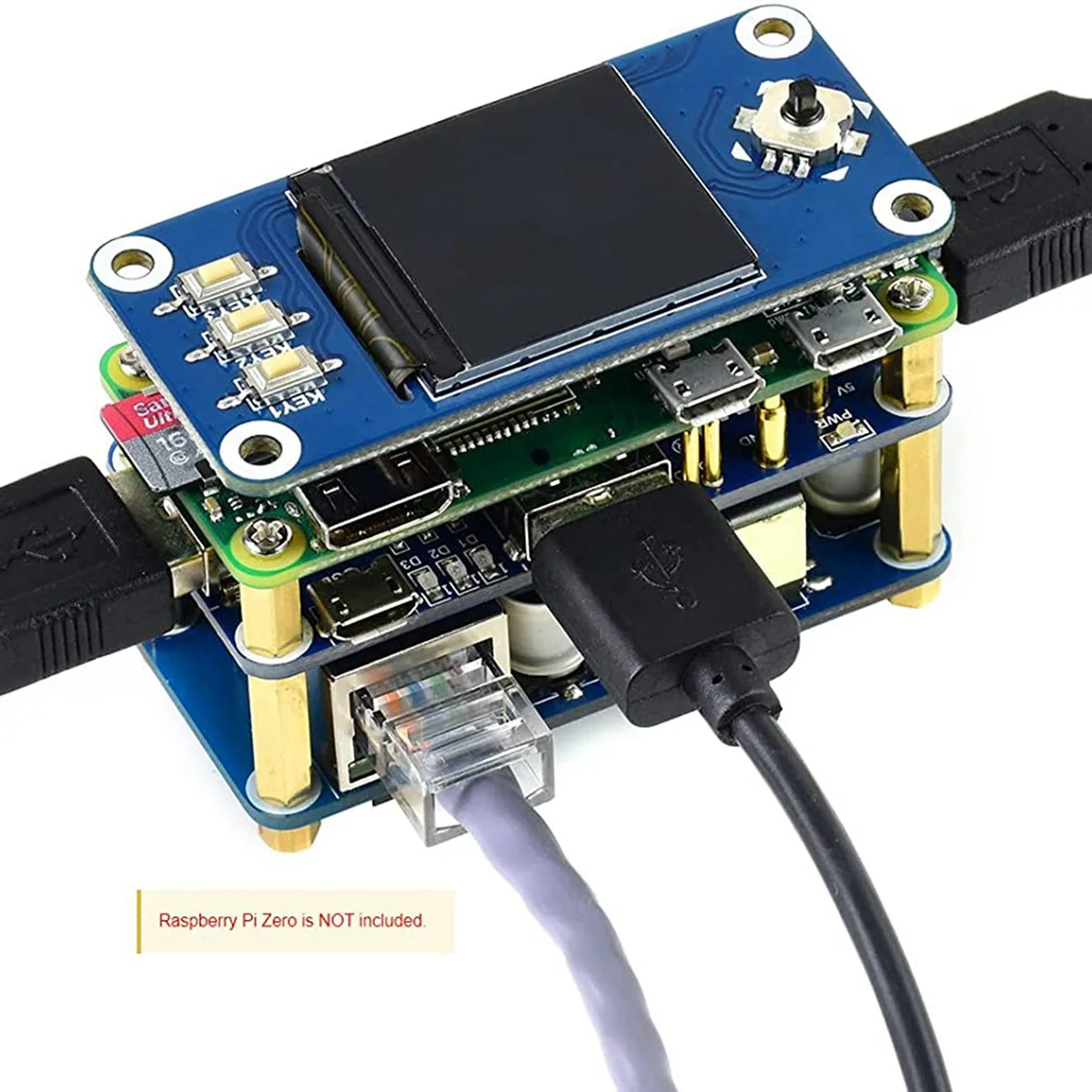 HUB USB Ethernet Waveshare-PoE, Chapéu com caixa, Estojo ABX, Raspberry Pi Zero W 2 W Zero WH 2 WH
