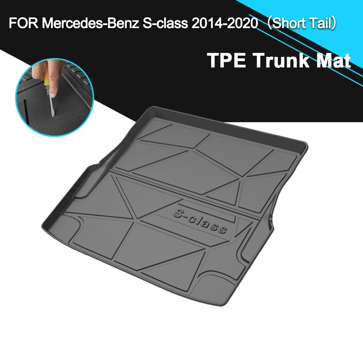 Car Rear Trunk Cover Mat Waterproof Non-Slip TPE Rubber Cargo Liner For Mercedes Benz S-Class 2014-2020 Short Tail