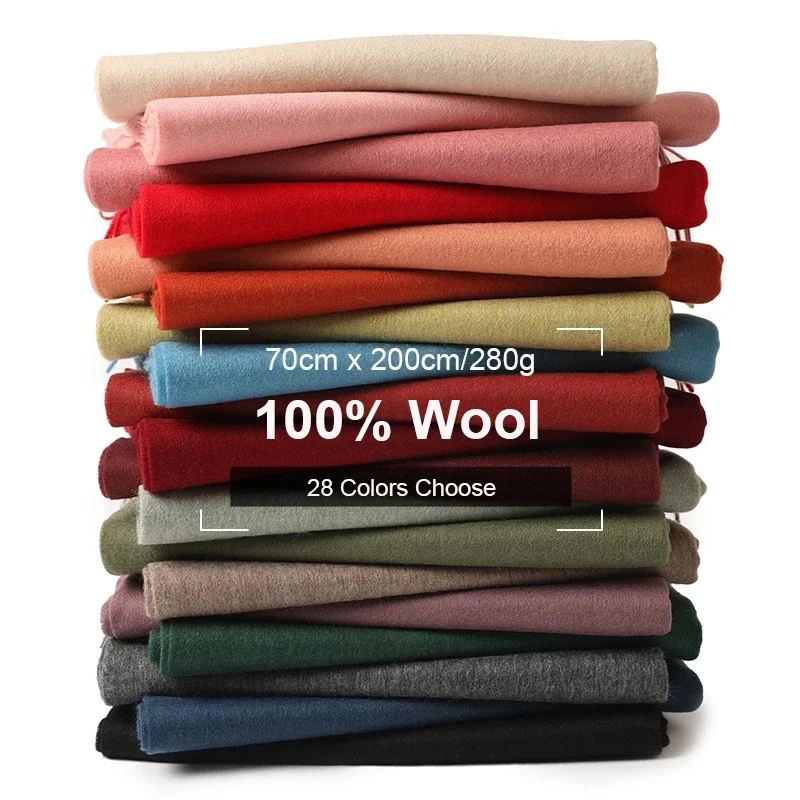 100% Wool Scarf for Women/Men Winter Fall Pure Wool Warm Wrap Pashmina Shawl Soft Cashmere Scarves for Ladies/Men 70*200cm
