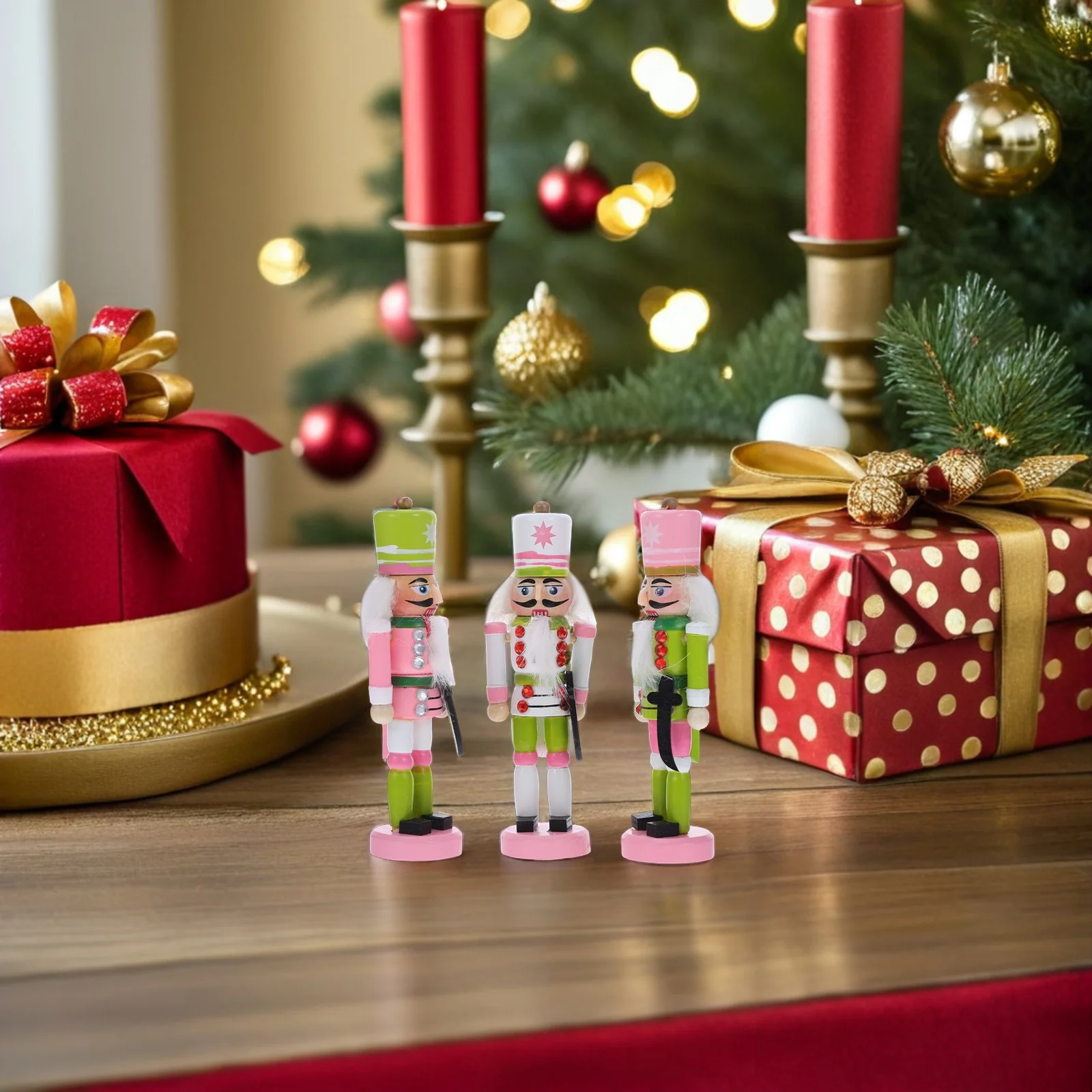 

3Pcs Nutcracker Ornaments Christmas Wooden Soldiers Set for Tabletop Tree Holiday Decoration Nutcracker Figures