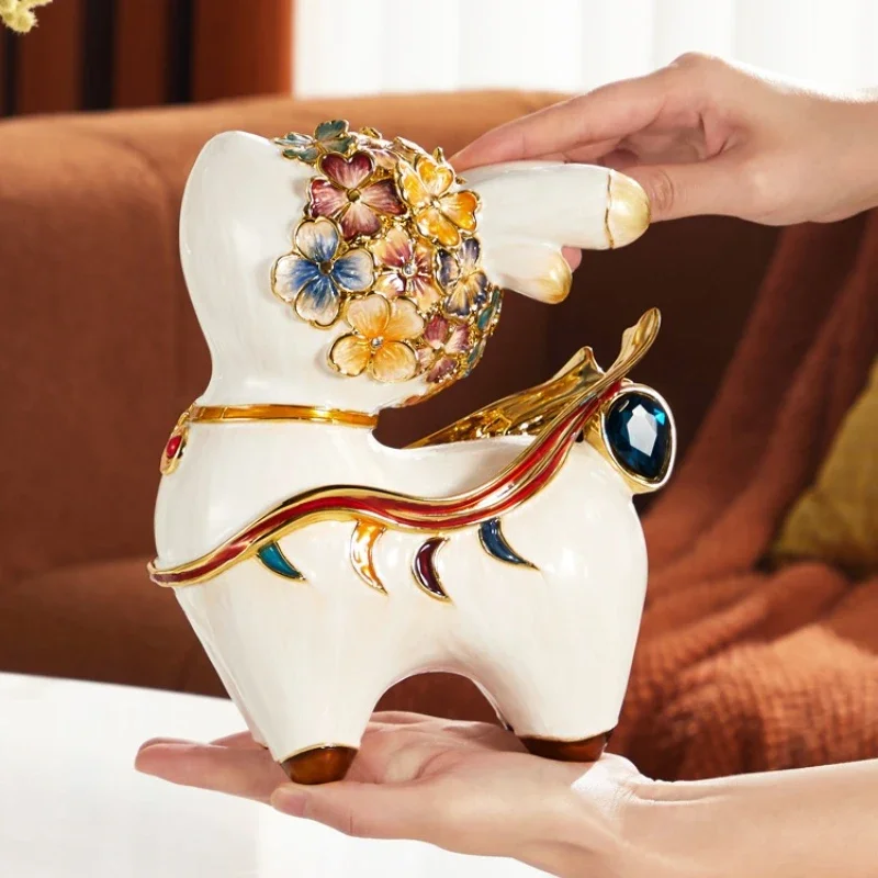 New light luxury modern high-end lucky enamel deer ornament TV cabinet home decoration nine-color deer ornament