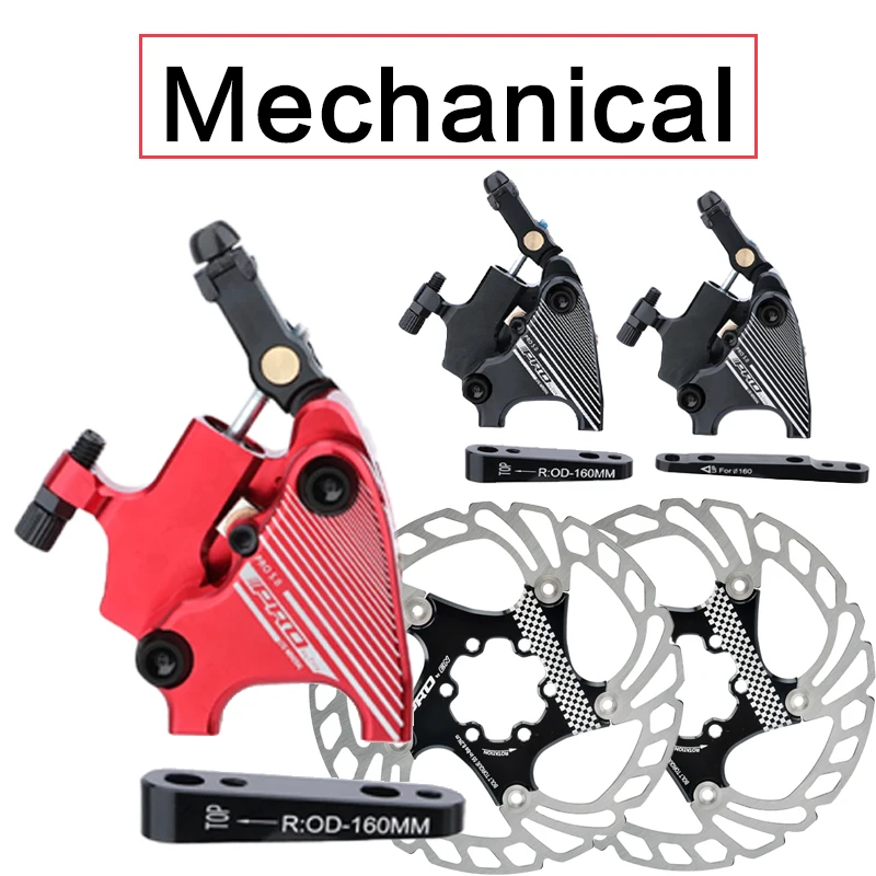 

2 Piston Mechanical Disc Brake Caliper Bicycle Flat Mount Hydraulic Caliper Set Double Aluminum Alloy Road Bike with 160mm Rotor