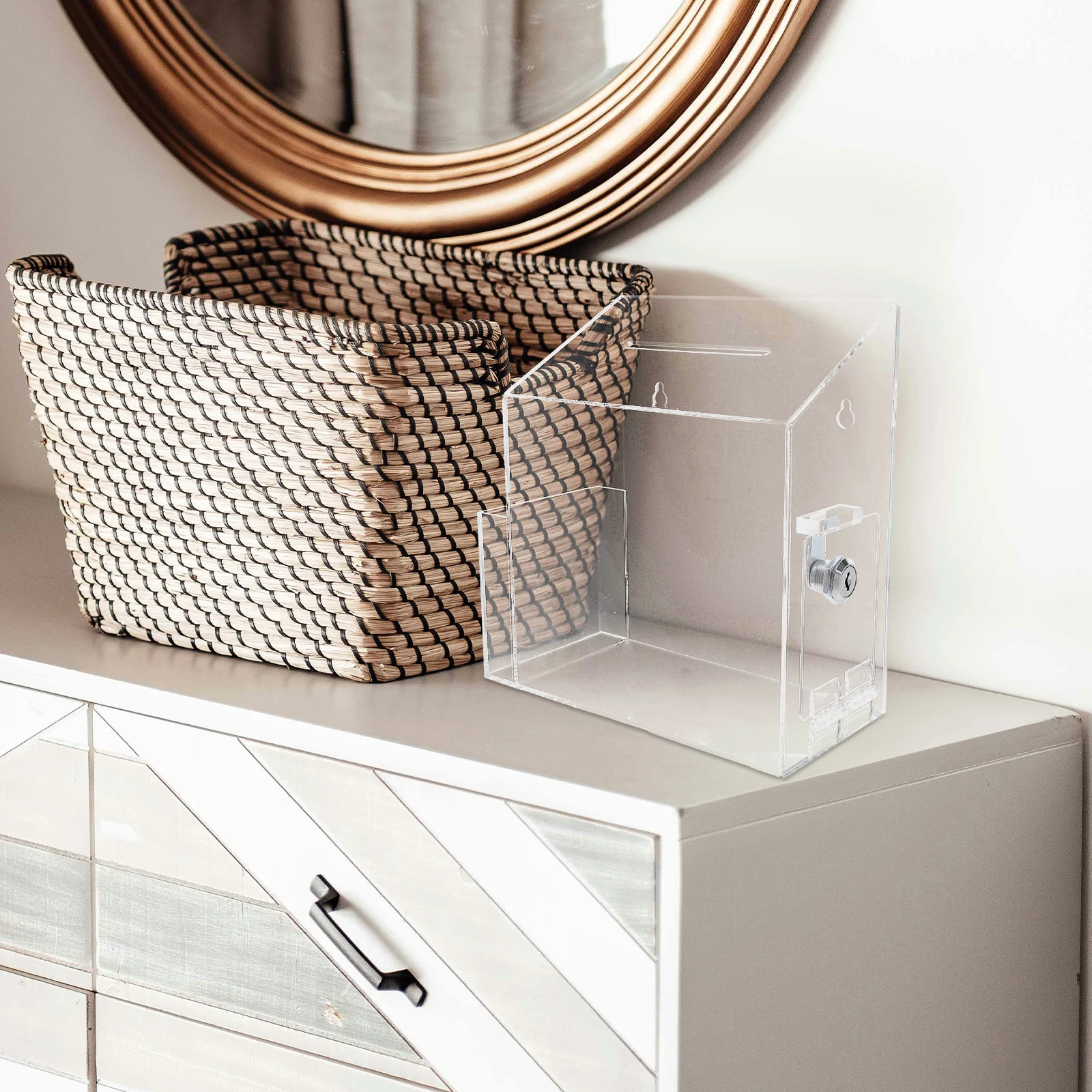 

Acrylic Ballot Box Trading Card Holder Donation Boxes for Money Office Accessory Business Case Jar