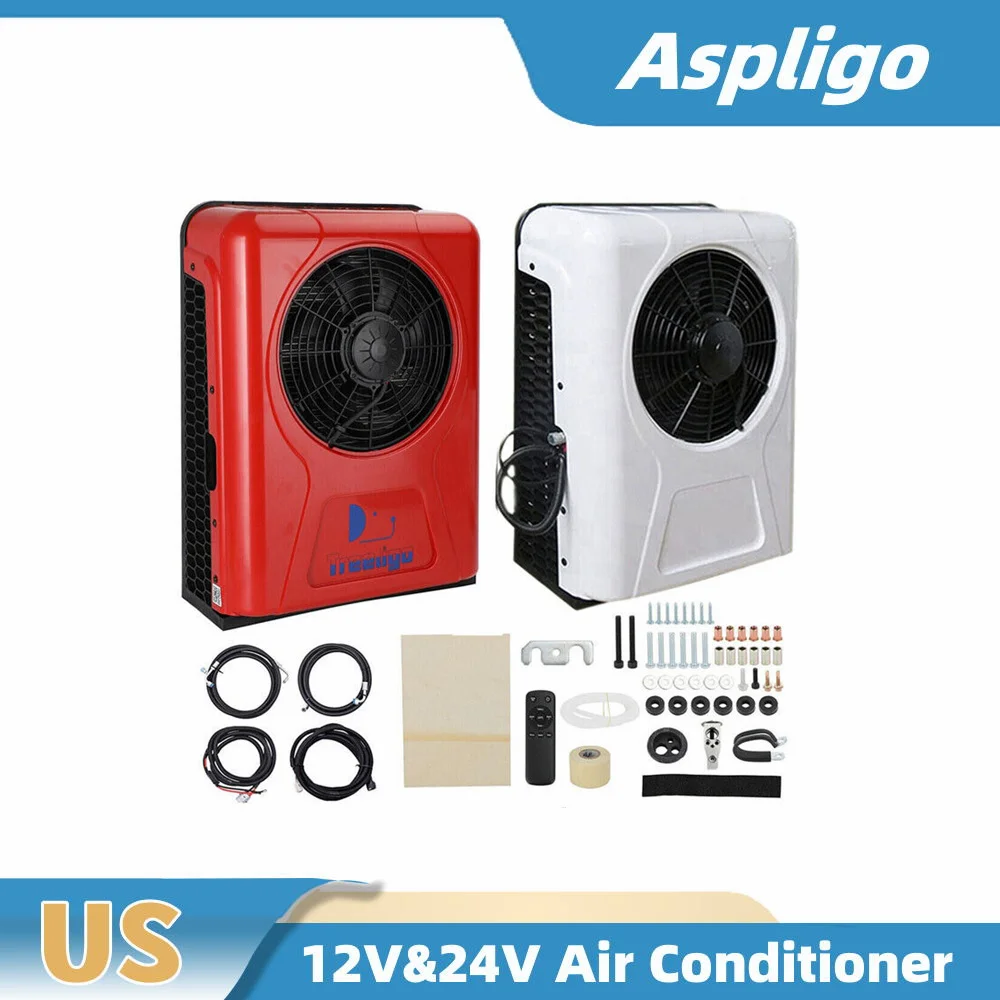 Aspligo 10500BTU Split Parking Air Conditioner 12V 24V Automotive Air Conditioning with 20CC Compressor For Car Camp Van Tractor