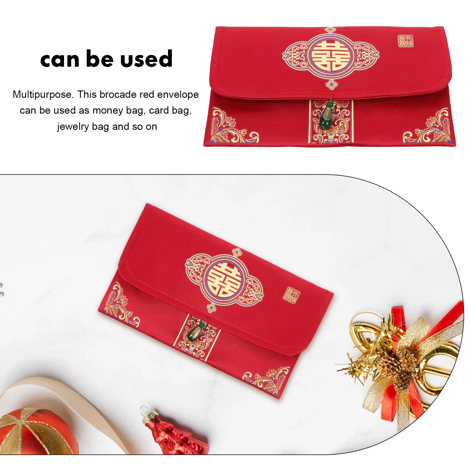

Stylish Brocade Red Envelope Chinese Wedding Money Packet Multipurpose Gift Bag for Bridal Shower Party Decoration Use