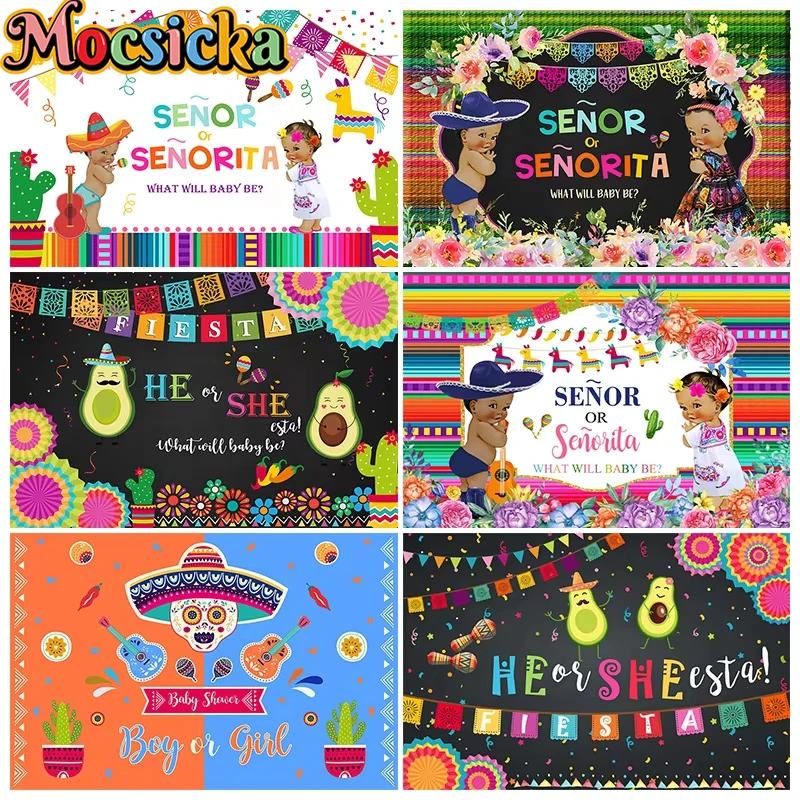 

Mocsicka Gender Reveal Backdrop Carnival Party Baby Shower Boy Girl Newborn Portrait Photo Backgrounds Photography Studio Poster