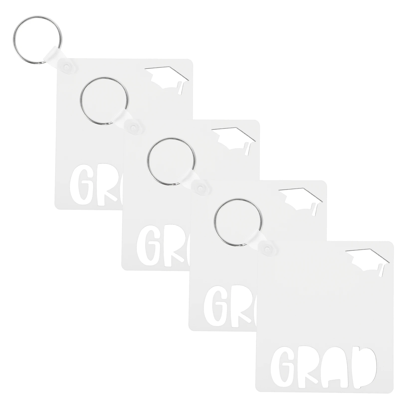 

4pcs Diy Sublimation Keychains Graduation Blank Heat Transfer Key Rings Unfinished Craft For Bag Pendant Car Key Decoration Wood