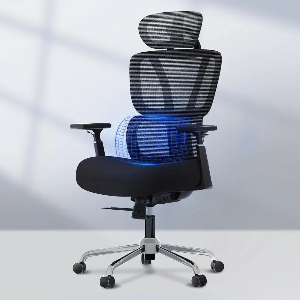 

Ergonomic Office Chair with Adjustable Lumbar Support, Headrest, Armrests and 360°Rotation OC4 Foam Seat. Video Gaming Chairs