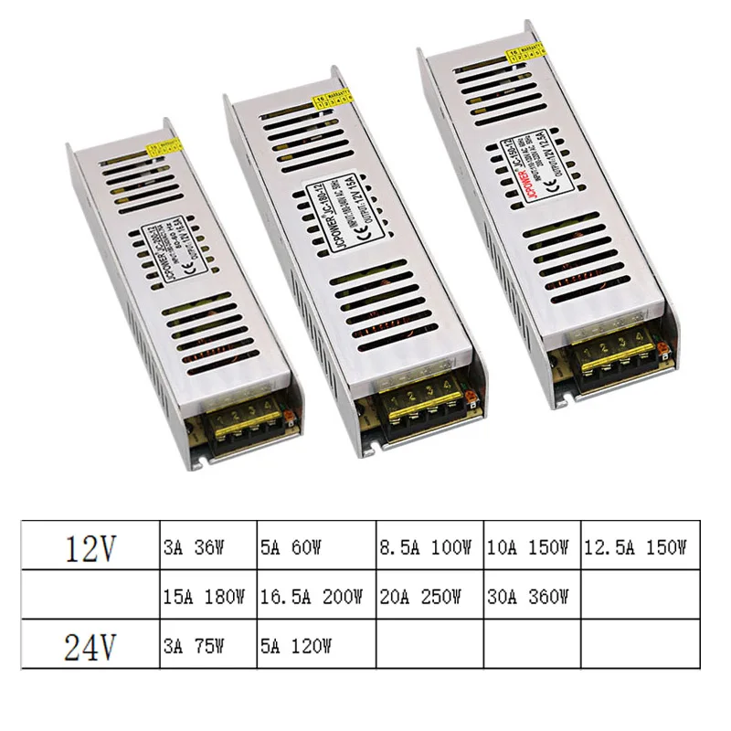 LED Power Supply 12 V 3 5  8.5 10 15 30 A DC 12V LED Driver Adapter Lighting Transformers 36W 60W 120W 150W 180W 200W 240W 360W