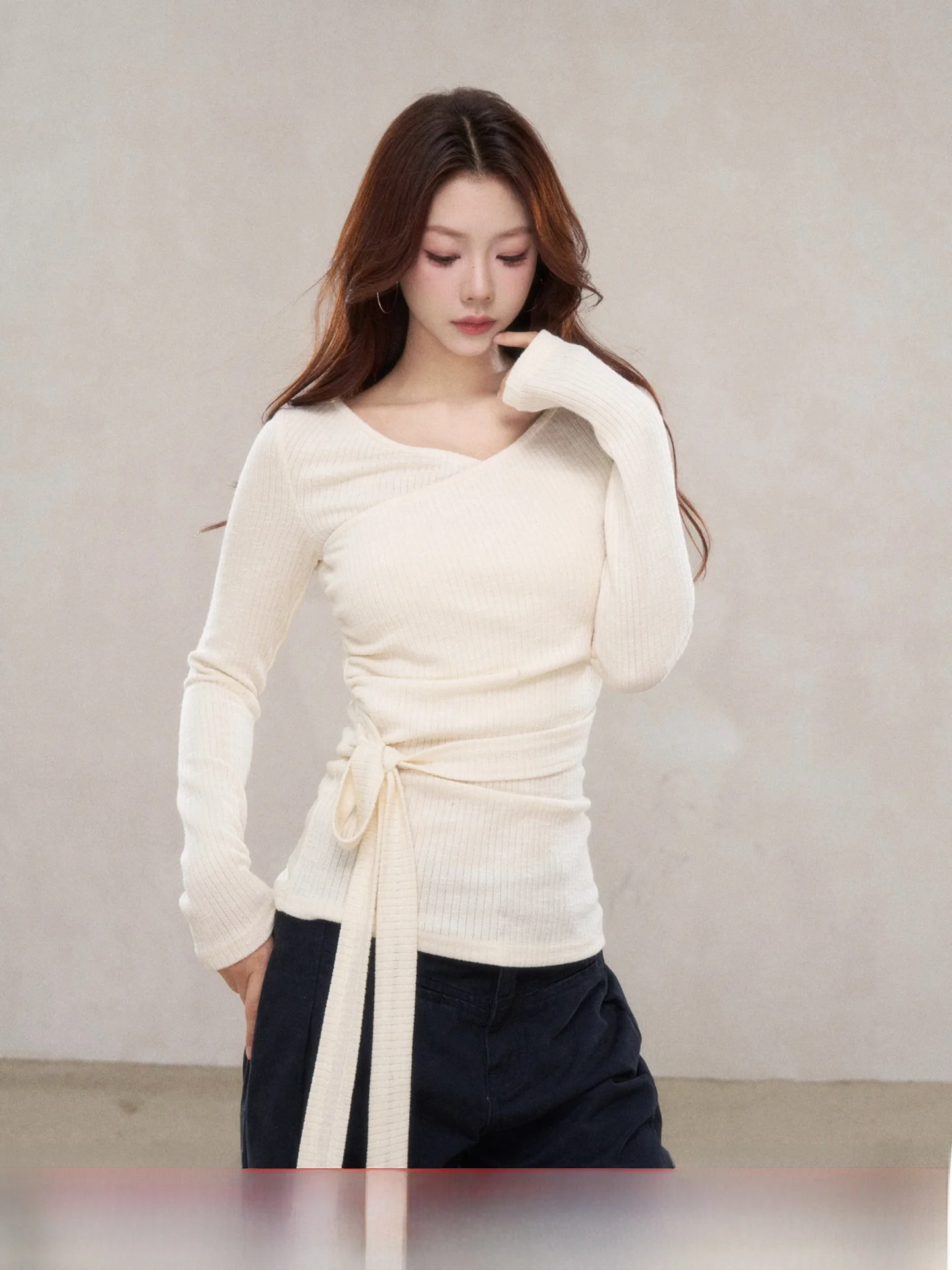 

Женская облегающая базовая футболка с длинным рукавом и V-образным вырезом, повседневная, с креативным узором, высокого качества, для осени и зимы