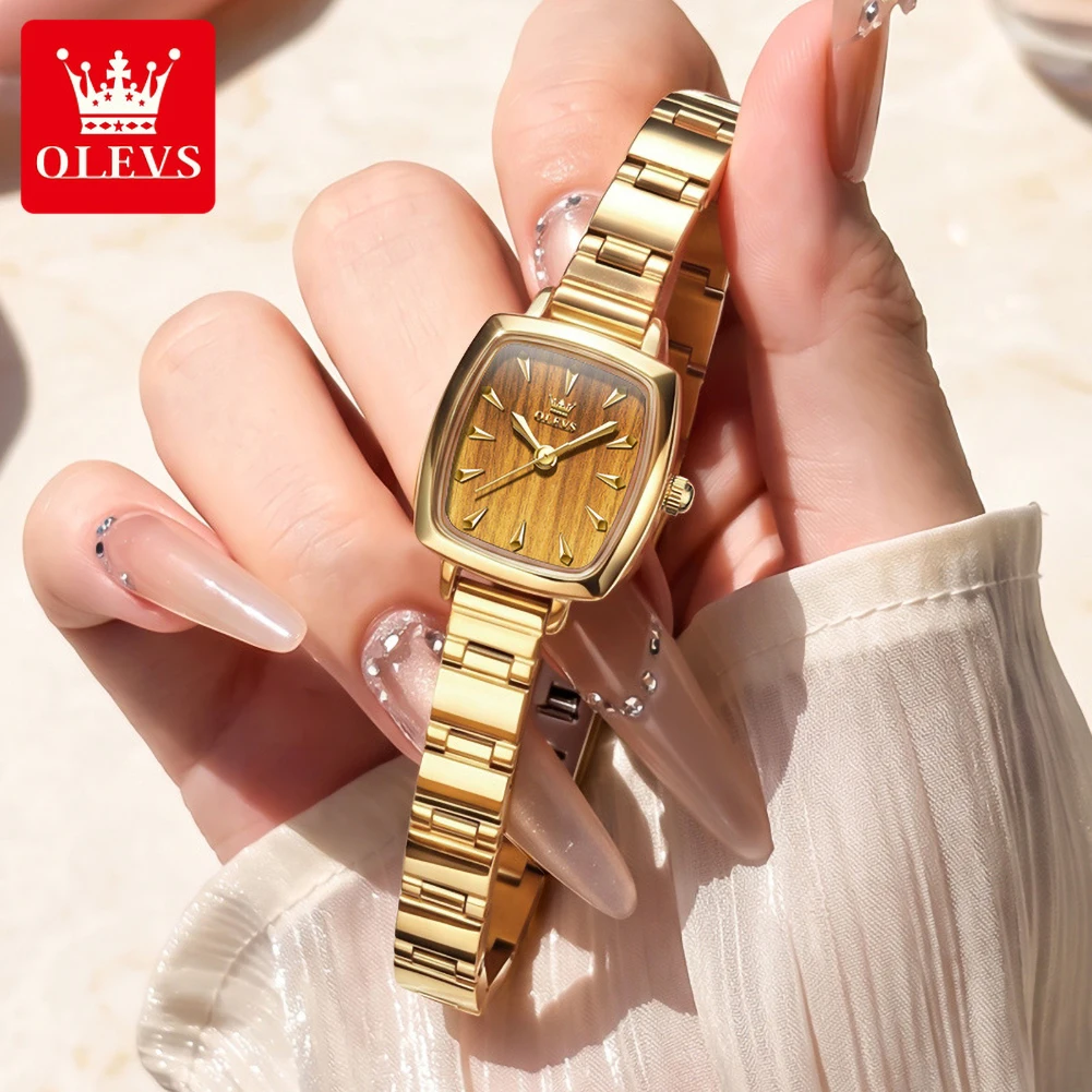 OLEVS Original Simple Luxury Womens Square Quartz Watch Waterproof Luminous Wristwatch Elegant Fashion Brand Reloj 5695 New
