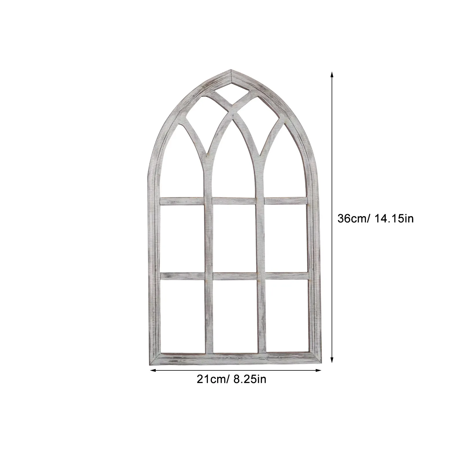 2Pcs Rustic Wood Arched Window Frames Faux Wall Decor Cathedral Style Decorative Window Frame Set for Farmhouse Living Room