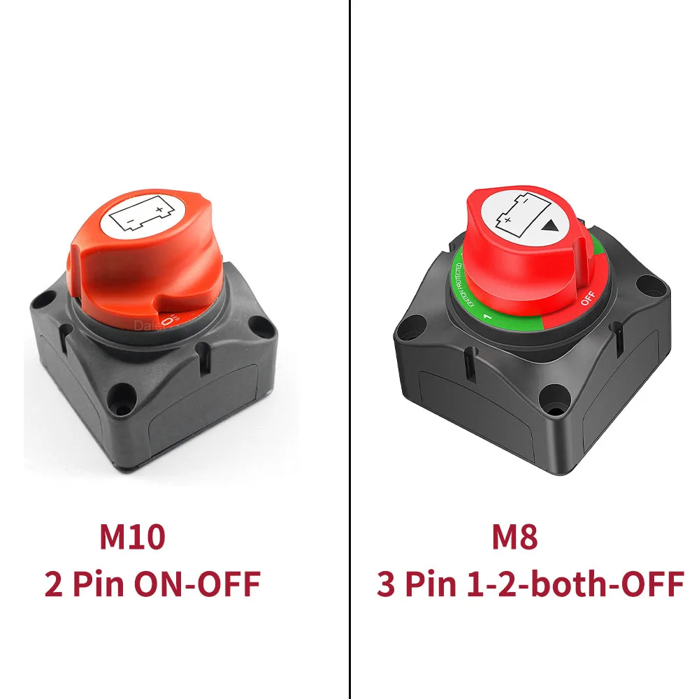 DaierTek 자동차 배터리 분리 스위치, 해양 보트용 배터리 연결 스위치, 절단 위치 2 개, M10 275A, 48V, 24V, 12V
