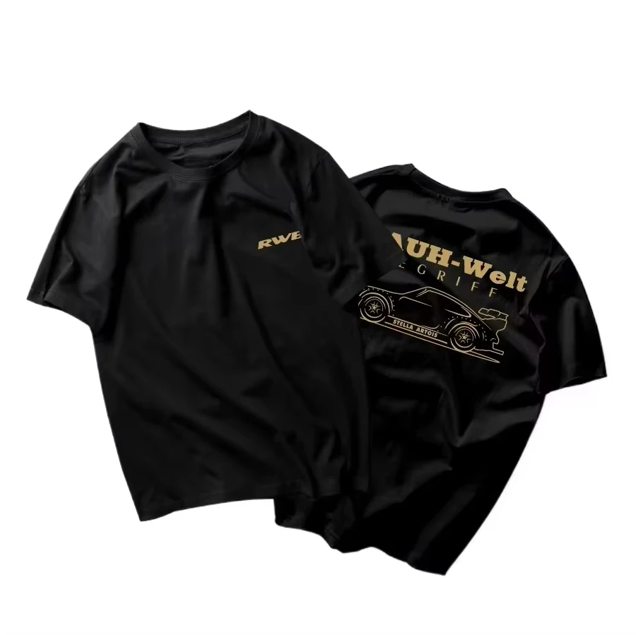 Japanese Classic JDM Poten Clean RWB Motorcycle Printed T-shirt Men's Clothing Women Cotton Tee Harajuku Y2k 2026 Summer Tops