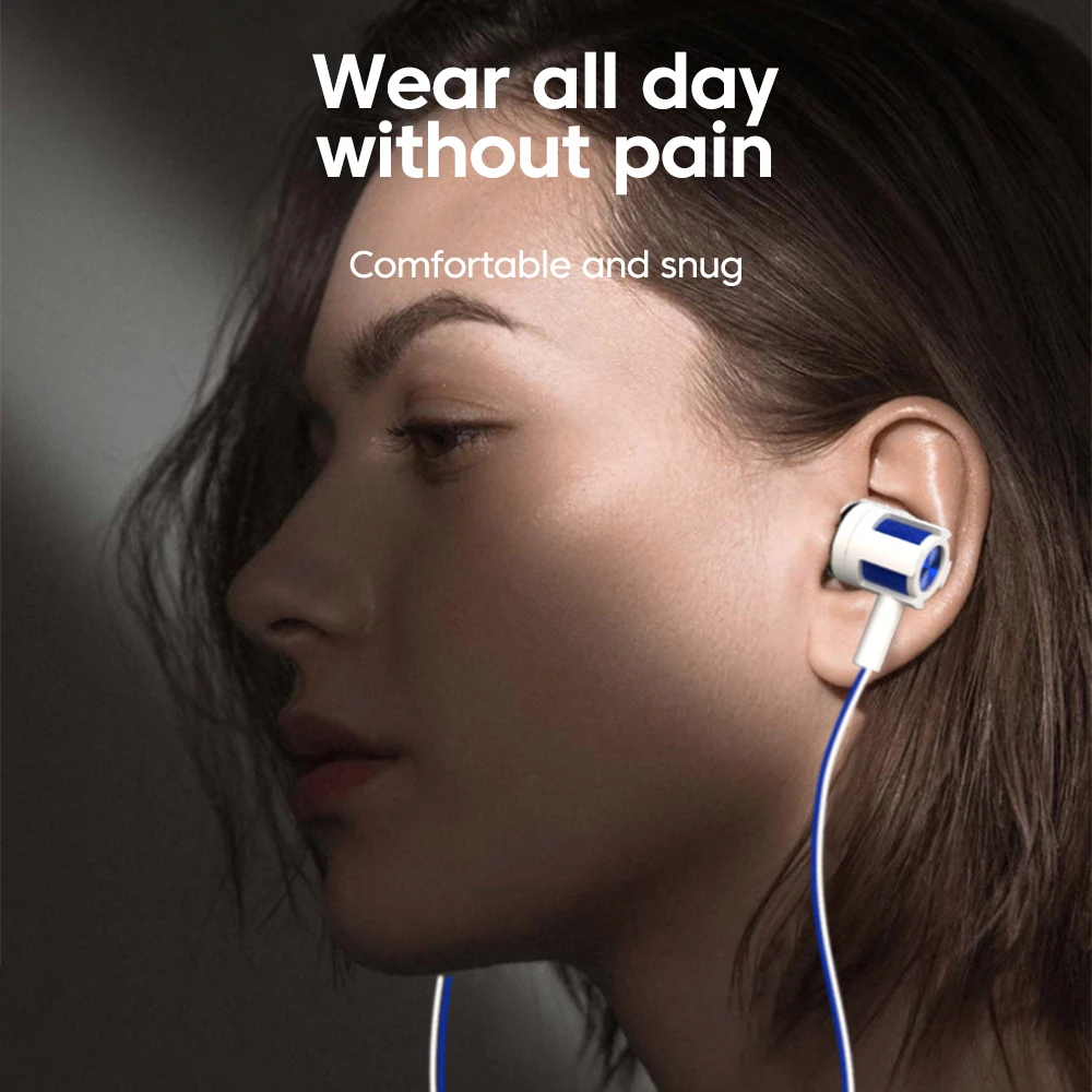 Fones de ouvido com fio de 3,5 mm, tipo over-ear, HiFi, com controle de chamadas e microfones, para celulares, tablets e laptops.