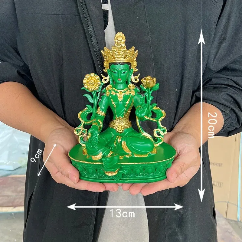 Buddha Statue Resin Green Tara Bodhisattva Buddha Altar Worship Ornaments