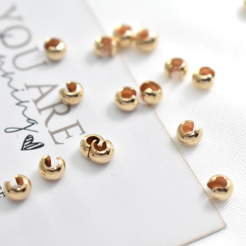 100% 14K Goldfilled Endperlen Gold-Crimp-Cover Schmuckherstellung Handgemachtes DIY-Zubehör Gold-Schmuckzubehör Rocailles – Detail 18