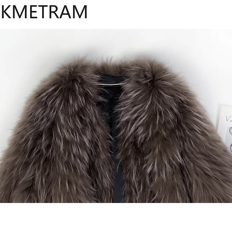 천연 너구리털 여성용 고급 롱 리얼 퍼 자켓 겨울옷 여성 올드머니 스타일 아우터