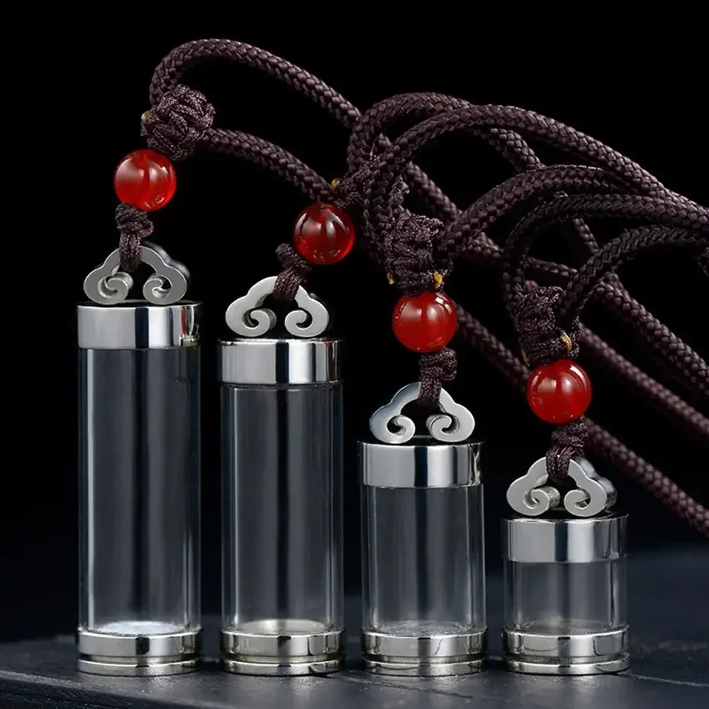 Titanium Steel Glass Bottle Necklace Openable Transparent Wishing Bottle Pendant Aromatherapy Ashes Urn Memorial Jewelry