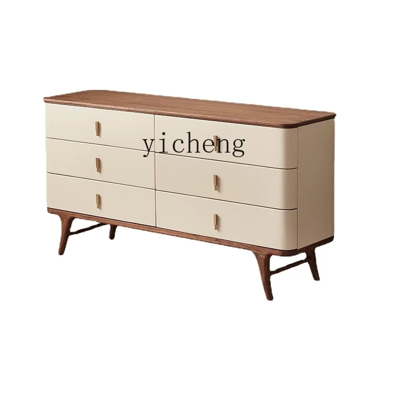 Yy Light Luxury Solid Wood Living Room Bucket Kitchen Cabinet against the Wall Chest of Six Drawers Bedroom Storage Cabinet