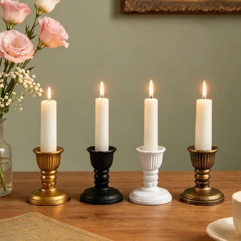 Table Centerpiece Taper Candle Holder Nostalgic Resin Candlestick Holder Candle Holder For Party Dining Table Decor Setup