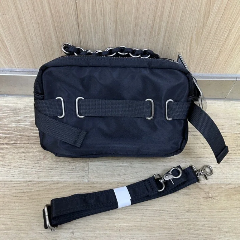 Porter Crossbody Camera Bag Western Vintage Buckle Thick Chain Handbag Nylon Shoulder Bag with Extra Strap