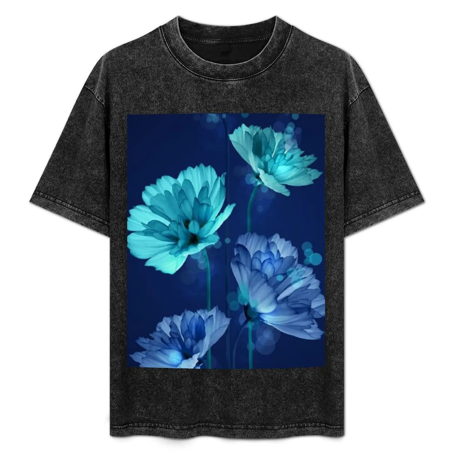 

In April We Wear Blue/Lovely blue color pattern T-Shirt Trendy Casual Short Sleeve Shirt