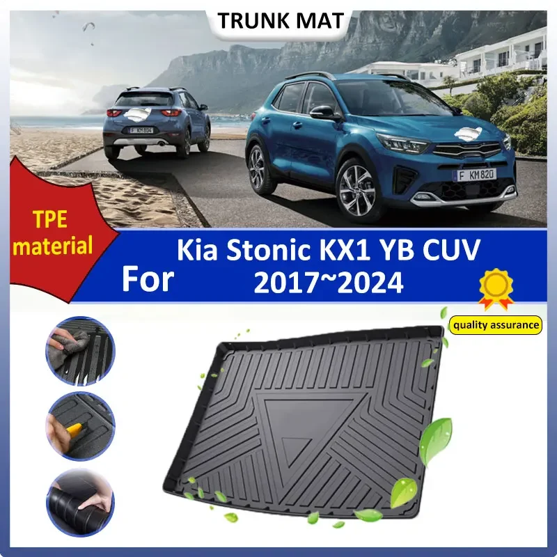 

Для Kia Stonic KX1 YB CUV 2017 2018 2019 2020 2021 2022 2023 2024 TPE Задний коврик в багажник Резиновый водонепроницаемый коврик для багажника Коврик в багажник