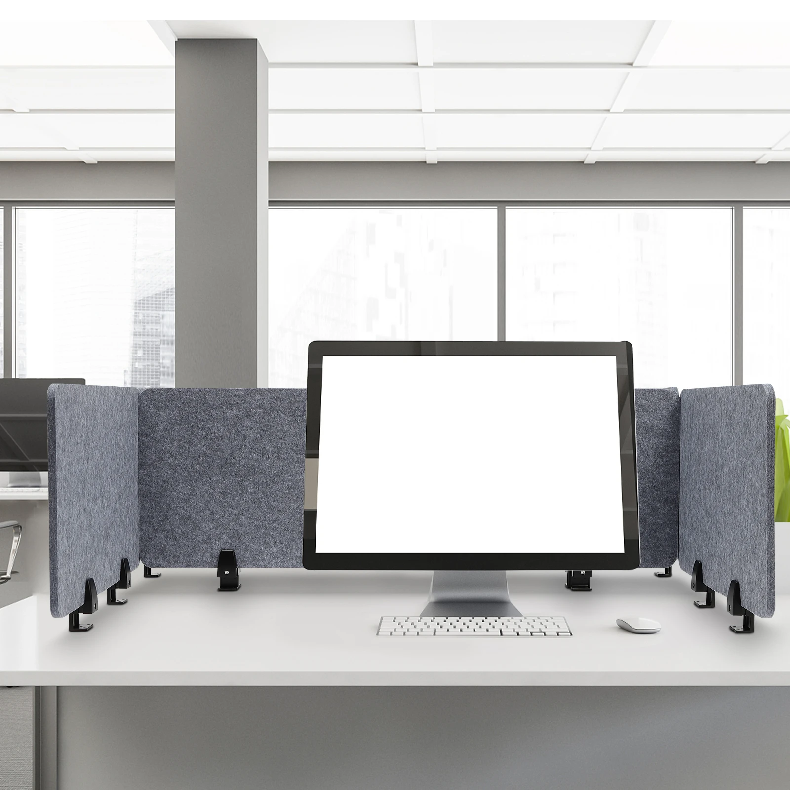 

Desktop Privacy Panel Polyester Double-Layer Desk Divider for Reduces Noise and Visual Distractions Clamp-on Type Office Partion