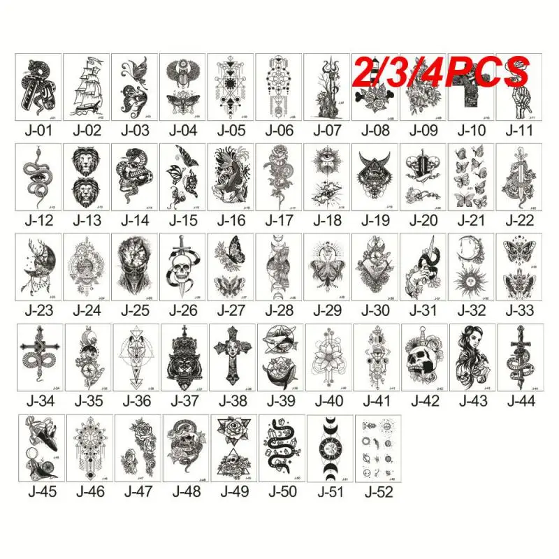 2/3/4PCS Semi Permanent Tattoo Stickers Vivid Colors Water Proofing Water Transfer Tattood Girl Cartoon Tiger Face Arm