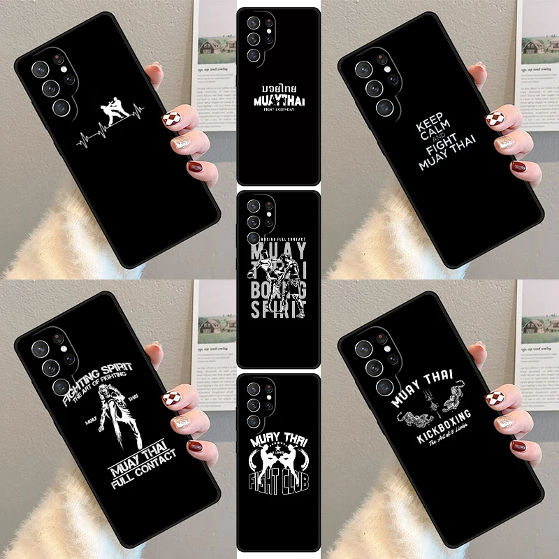 Muay Thai Kickboxing Fight Phone Case For Samsung Galaxy S23 S21 S20 FE S24 S22 Ultra Note20 S10 S9 S8 Plus Silicone Cover