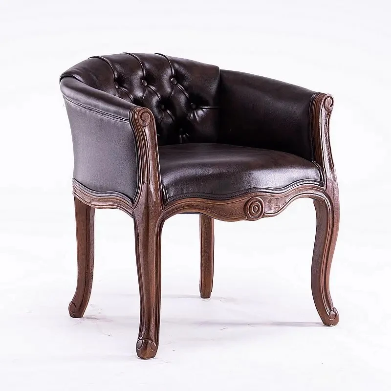 Retro Solid Wood Sofa Chair, High-grade Study Chair, Coffee Bar, Leisure Chair, Wai Chair, Balcony Chair, European and American