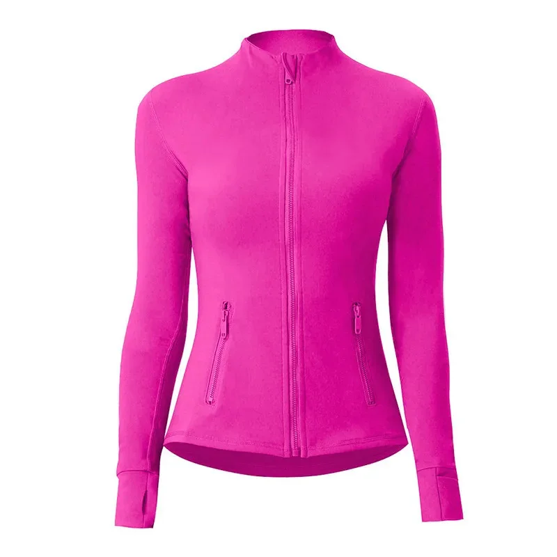 

2025 Womens Yoga Jacket Long Sleeves Outfit Solid Color Back Zipper Gym Shaping Waist Fitness Sportswear For Lady