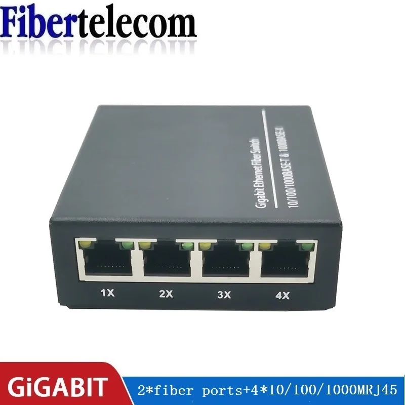 الألياف التبديل 4 RJ45 UTP 2 SC جيجابت الألياف محول الوسائط الضوئية 2SC 4 RJ45 2G4E إيثرنت