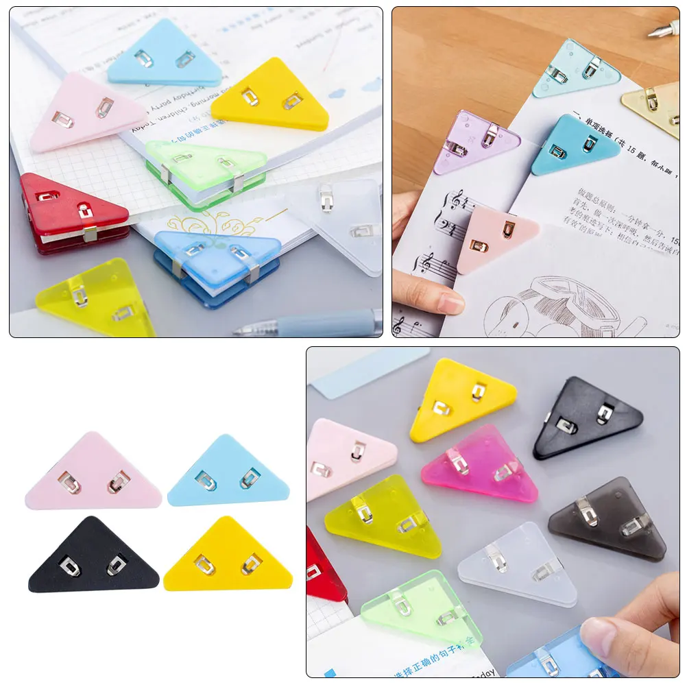 

50pcs Triangle Clip Triangular Notebook Holder File Binder Folder Corner Pupils Strong Clamping Material Versatile