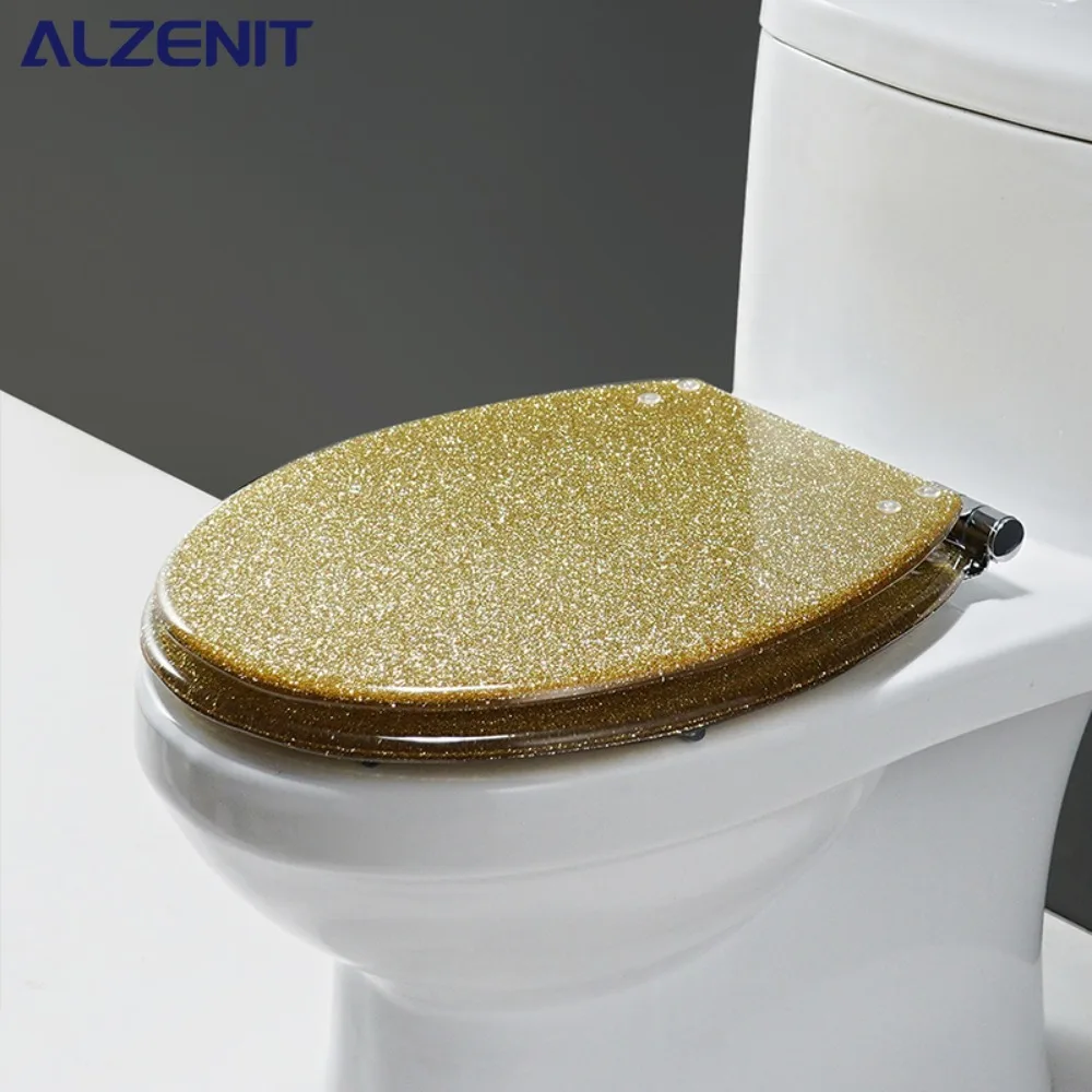 Toilet Seat Cover Household Thickened Bathroom Seat Cover Slow and Non Slow Lowering Resin Toilet Mat Set Bathroom Accessories