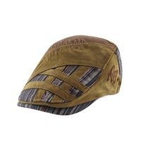 New Splicing Striped Hat for Men Women Retro Patchwork Duckbill Cap Classic Painter Hat Middle-aged Sunshade Cap