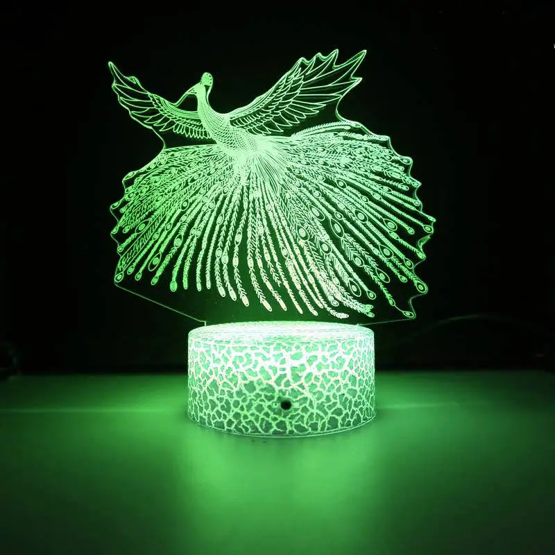 Nighdn Peacock Acrylic LED Night Light Gifts for Women Mom Grandma Wife 7 Color Changing USB Table Lamp Home Room Decorations