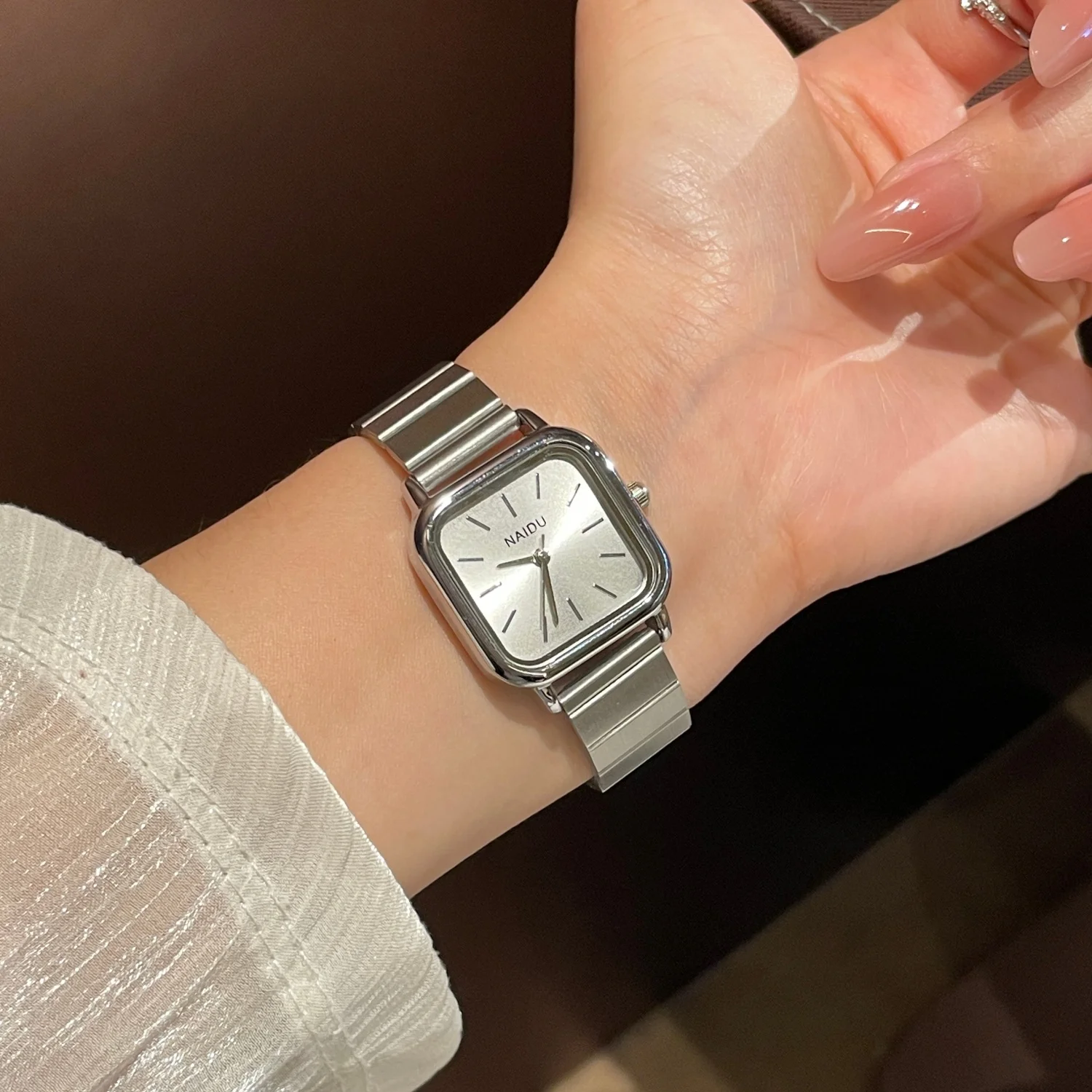 Silver Ladies Watches Simple Women Watch Female Student Bamboo Knot Steel Strap Quartz Wristwatch Montre Femme Gifts Clock