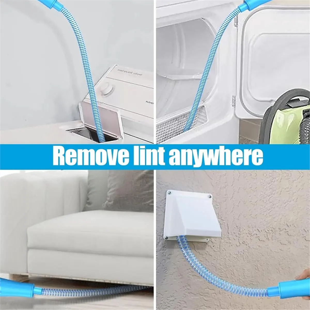 4 PCS Dryer Vent Cleaner Kit Universal, Lint Vacuum Attachment Tumble Dryer for Power Washer for Dryers Refrigerator