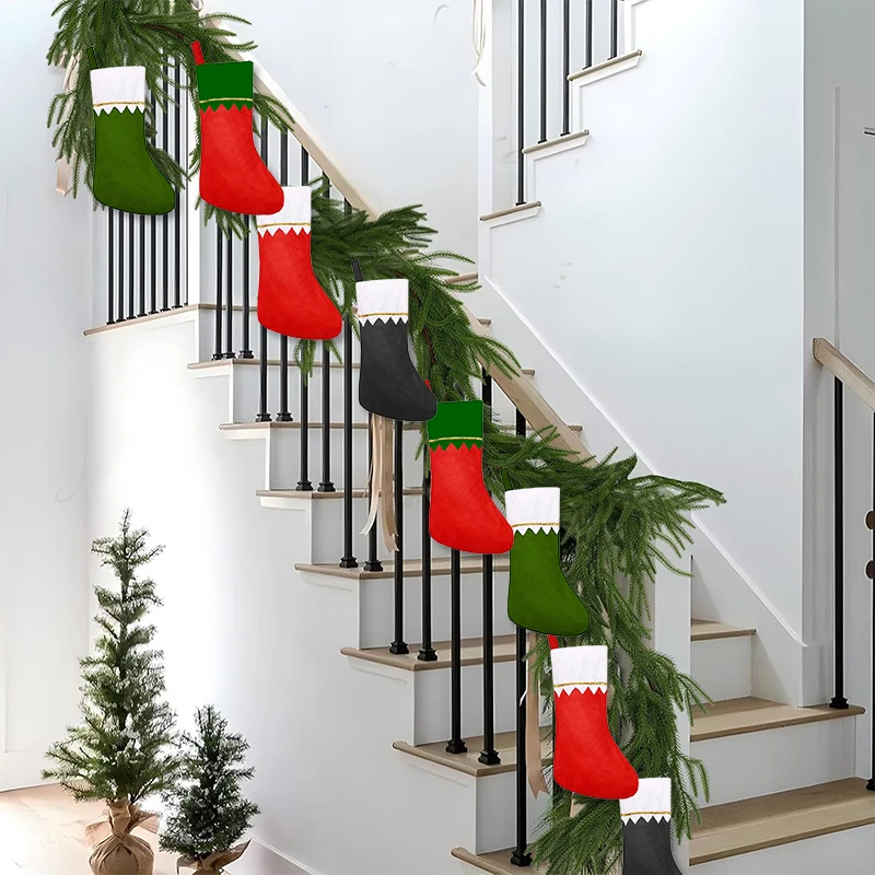 Chaussettes de Noël non tissées, pendentif arbre de Noël, cadeau d'ornement, 2024, 12 pièces