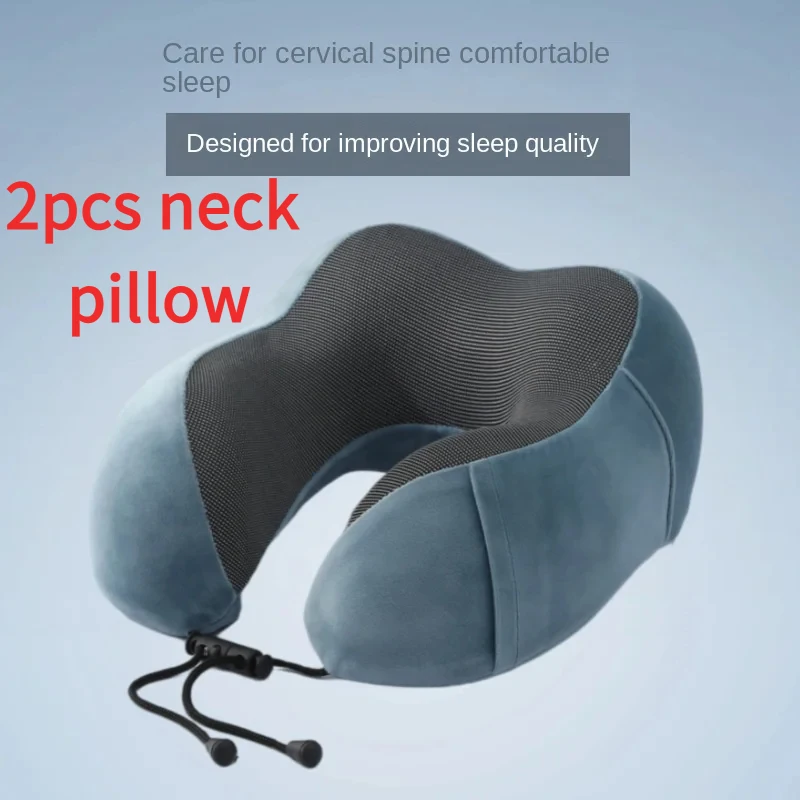 2-teiliges Reisekissen mit langsamer Rückfederung, U-förmiges Kopfstützkissen, Nickerchenkissen, Reisekissen für Flugzeuge, für Büro, Reisen, Flugzeuge