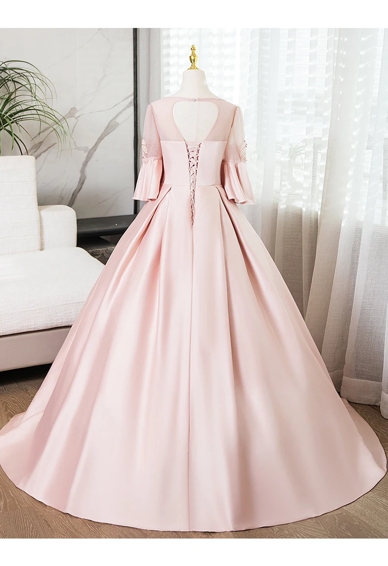 luxury rose pink beading long dress embroidery evenings ball gown vintage/stuido/stage dress/can customize size